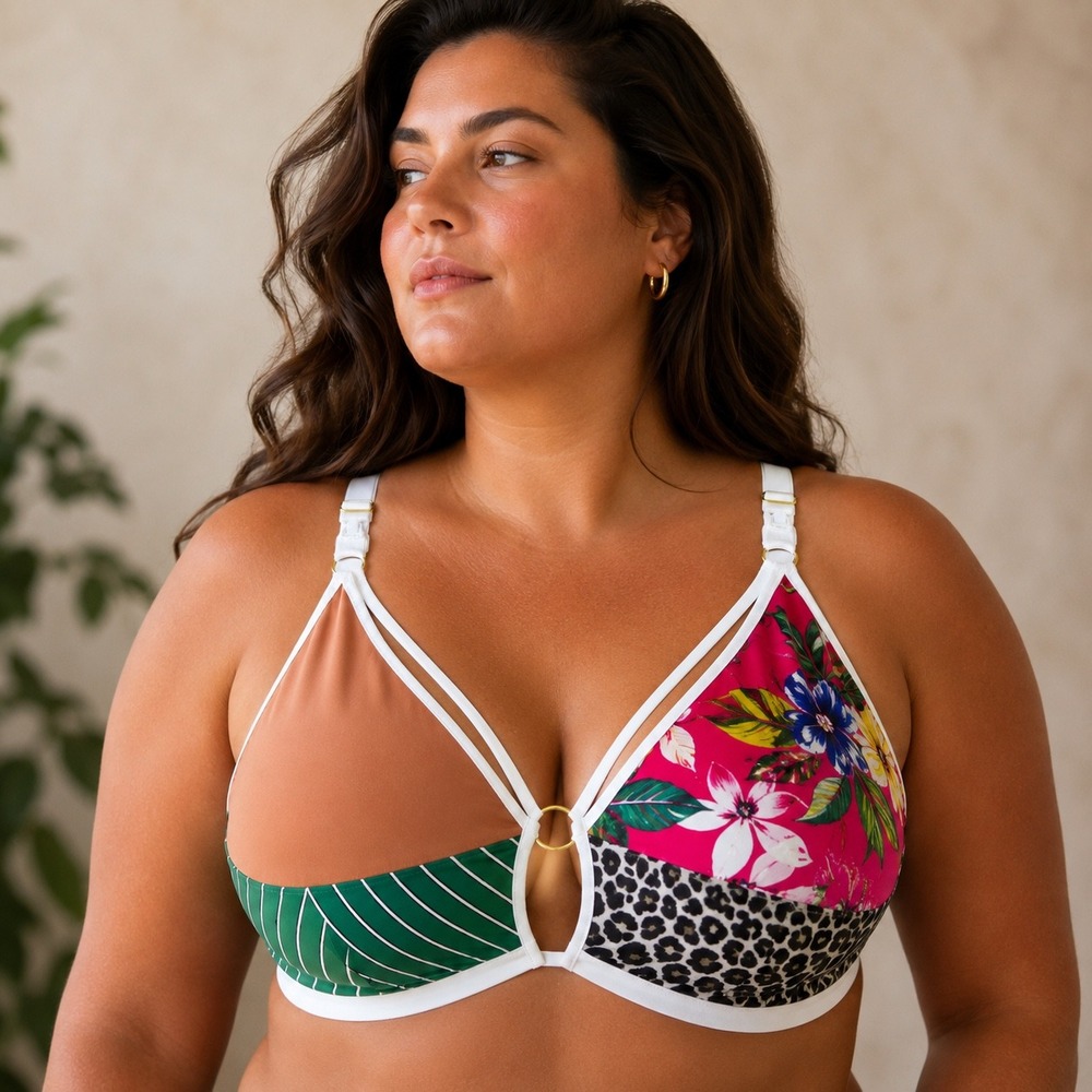 NWT Lucky Sew and Sew Gaia Patchwork Nursing Bra 36F Wireless Sustainable Indie
